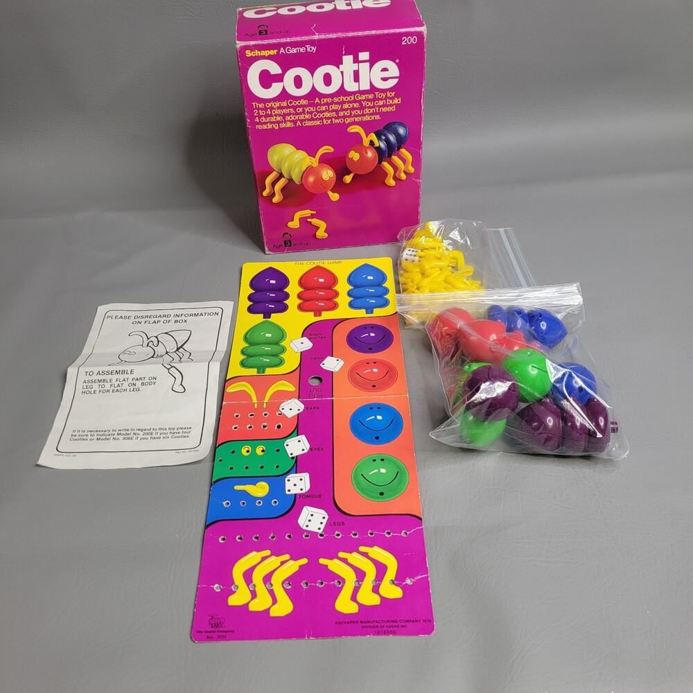 VINTAGE Cootie Original Game COMPLETE Schaper 1976 Family Game Children's